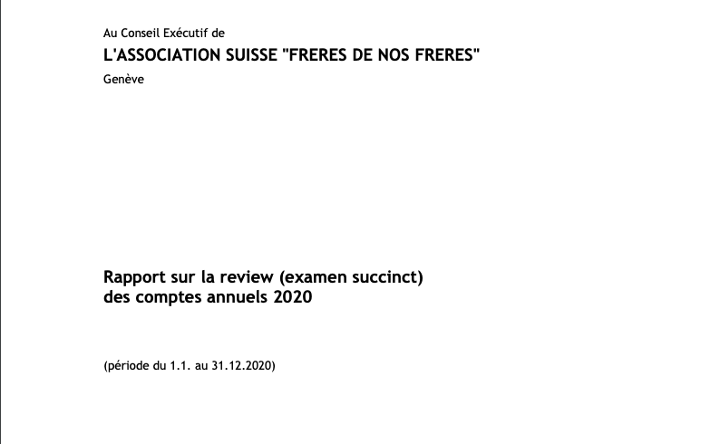 Bilan de compte 2020 de l'association FdnF