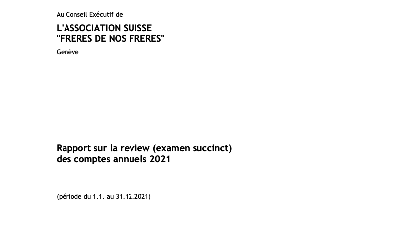 Bilan de compte 2021 de l'association FdnF